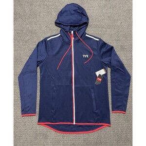TYR Men's Alliance Podium Full Zip Hoodie - Large Blue Red White NWT
